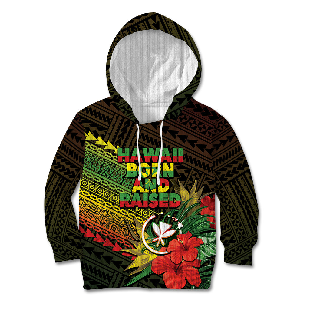 Personalized Hawaii Born and Raised Kid Hoodie Kanaka Maoli Flag Day LT05 Hoodie Reggae - Polynesian Pride