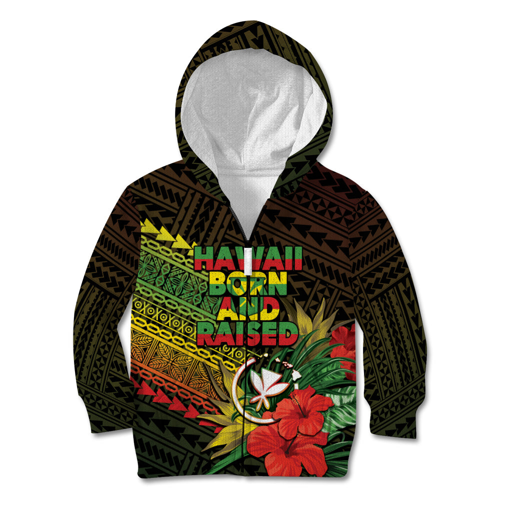 Personalized Hawaii Born and Raised Kid Hoodie Kanaka Maoli Flag Day