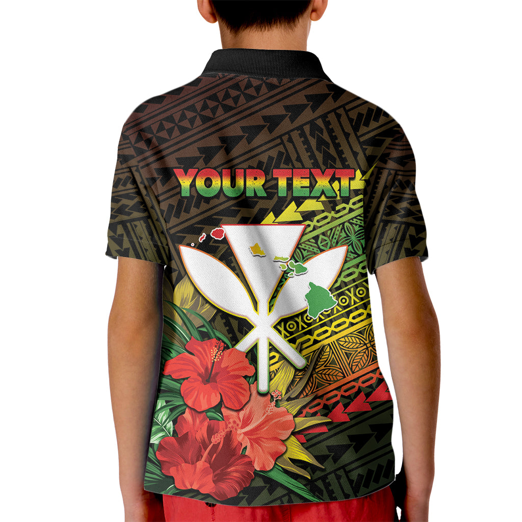 Personalized Hawaii Born and Raised Kid Polo Shirt Kanaka Maoli Flag Day