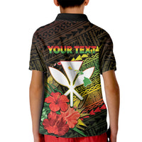 Personalized Hawaii Born and Raised Kid Polo Shirt Kanaka Maoli Flag Day