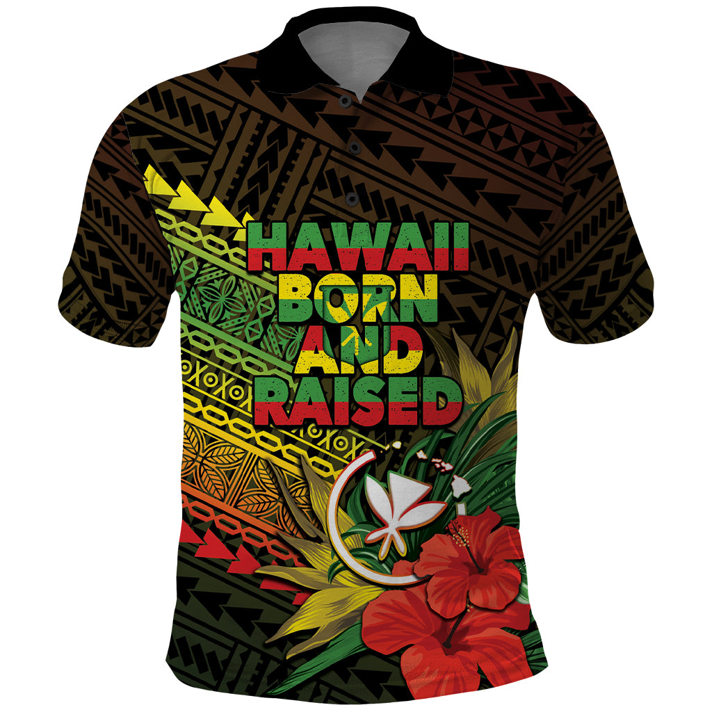 Personalized Hawaii Born and Raised Polo Shirt Kanaka Maoli Flag Day