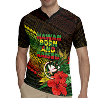 Personalized Hawaii Born and Raised Rugby Jersey Kanaka Maoli Flag Day