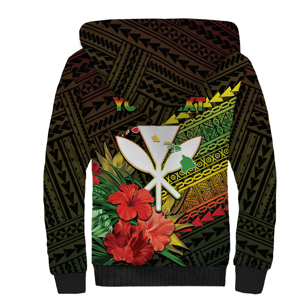 Personalized Hawaii Born and Raised Sherpa Hoodie Kanaka Maoli Flag Day