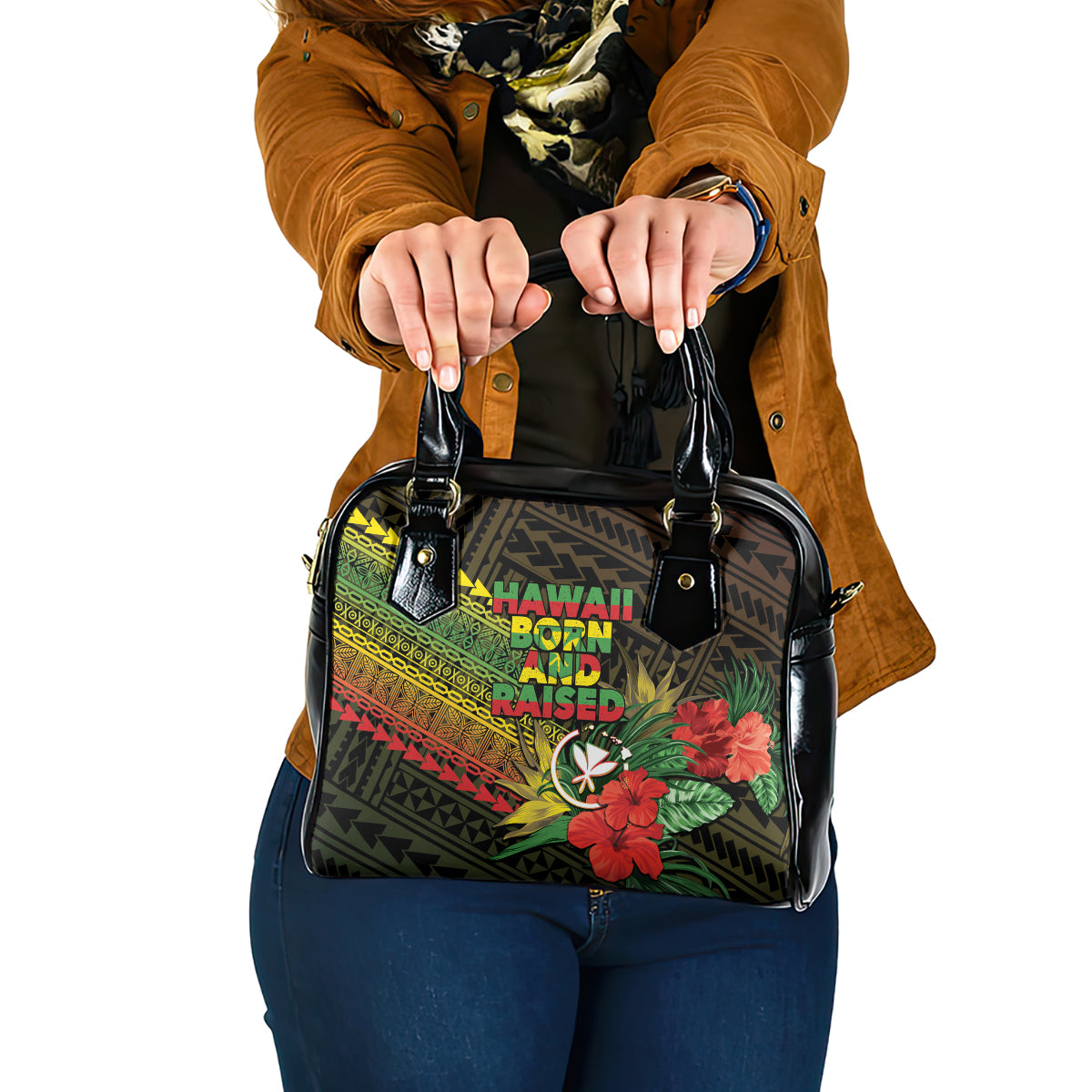 Hawaii Born and Raised Shoulder Handbag Kanaka Maoli Flag Day LT05 One Size Reggae - Polynesian Pride