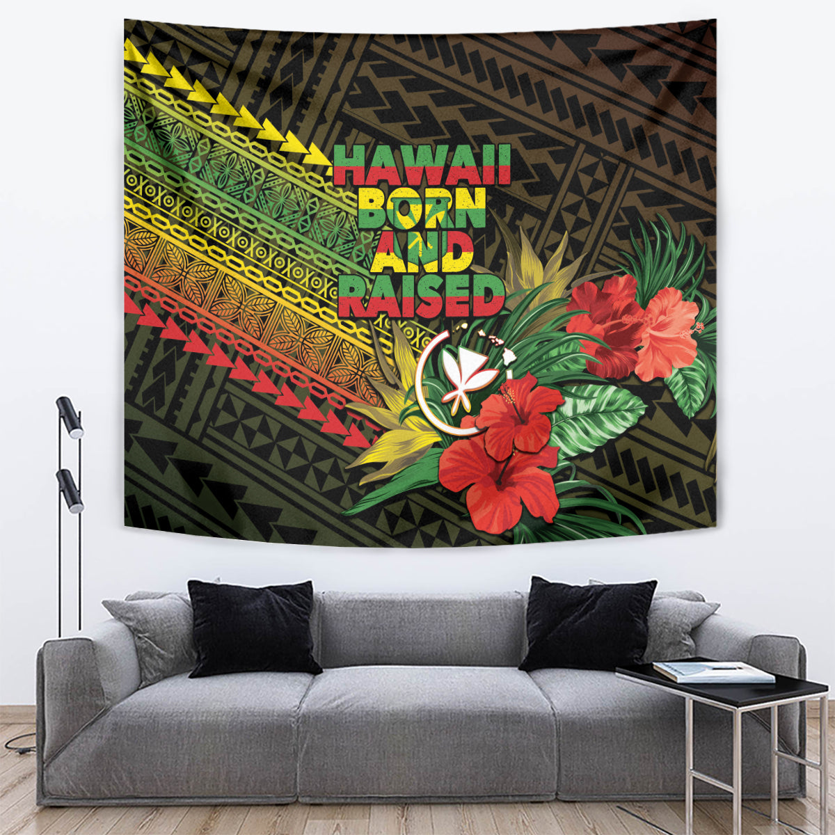Hawaii Born and Raised Tapestry Kanaka Maoli Flag Day LT05 Reggae - Polynesian Pride