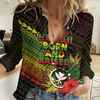 Personalized Hawaii Born and Raised Women Casual Shirt Kanaka Maoli Flag Day