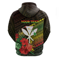 Personalized Hawaii Born and Raised Zip Hoodie Kanaka Maoli Flag Day