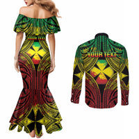 Personalised Wallis and Futuna Territory Day Couples Matching Mermaid Dress and Long Sleeve Button Shirt Polynesian Pattern Simple Style