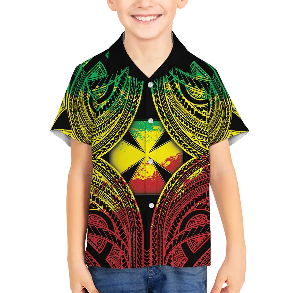 Personalised Wallis and Futuna Territory Day Family Matching Long Sleeve Bodycon Dress and Hawaiian Shirt Polynesian Pattern Simple Style