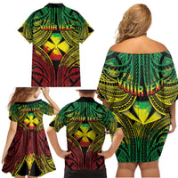 Personalised Wallis and Futuna Territory Day Family Matching Off Shoulder Short Dress and Hawaiian Shirt Polynesian Pattern Simple Style