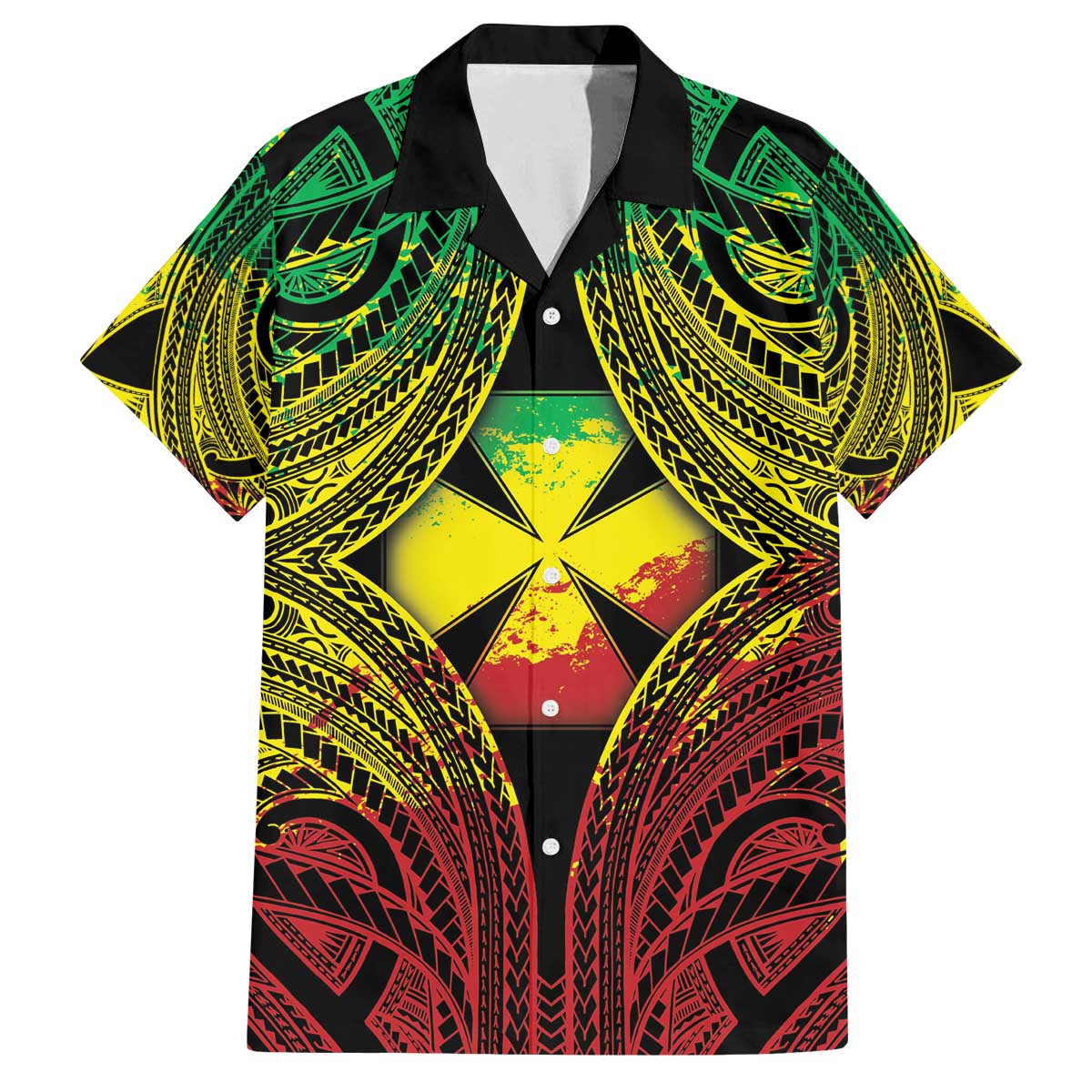 Personalised Wallis and Futuna Territory Day Family Matching Puletasi and Hawaiian Shirt Polynesian Pattern Simple Style