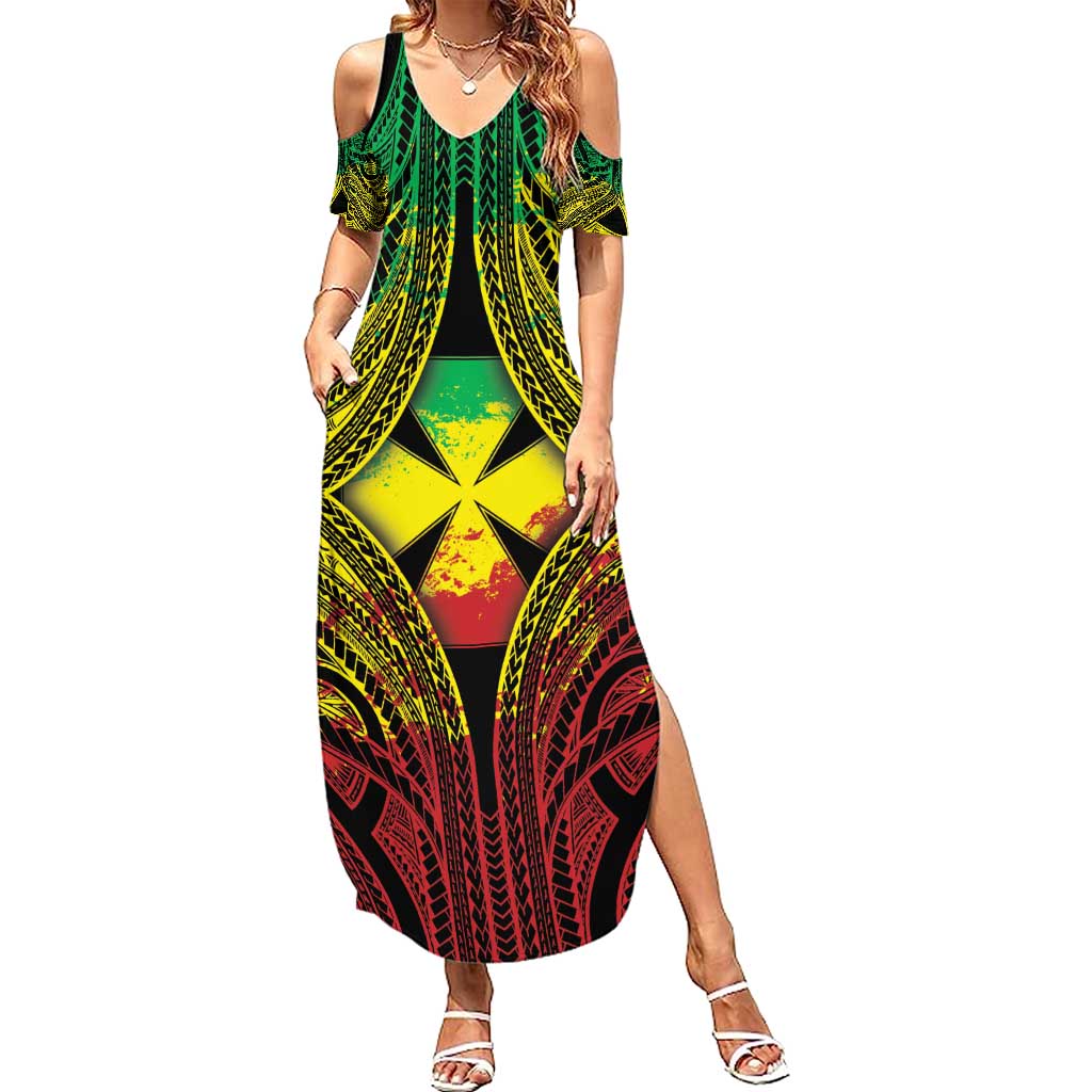 Personalised Wallis and Futuna Territory Day Family Matching Summer Maxi Dress and Hawaiian Shirt Polynesian Pattern Simple Style