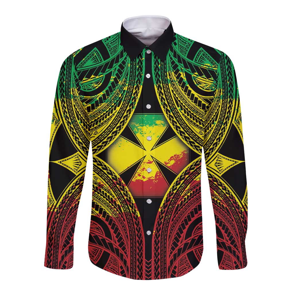 Personalised Wallis and Futuna Territory Day Long Sleeve Button Shirt Polynesian Pattern Simple Style LT05 Unisex Reggae - Polynesian Pride
