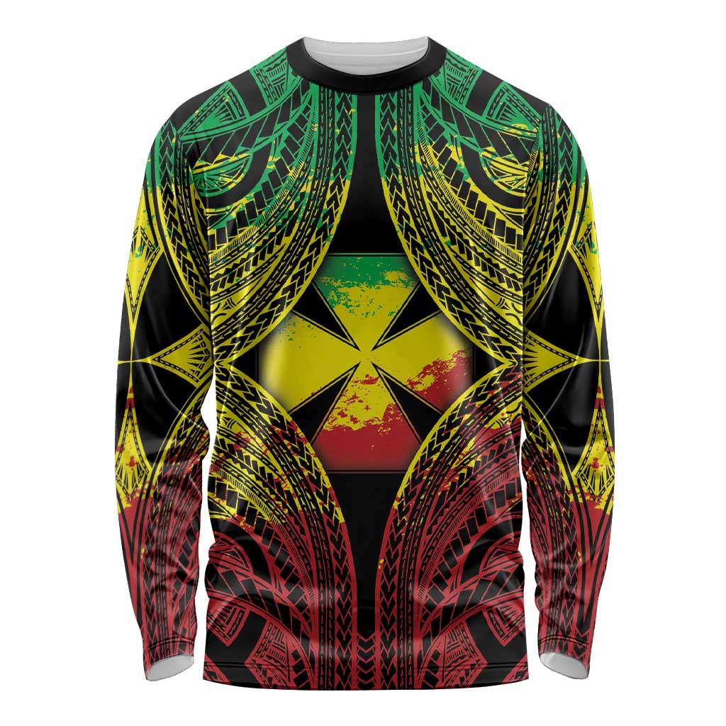Personalised Wallis and Futuna Territory Day Long Sleeve Shirt Polynesian Pattern Simple Style LT05 Unisex Reggae - Polynesian Pride