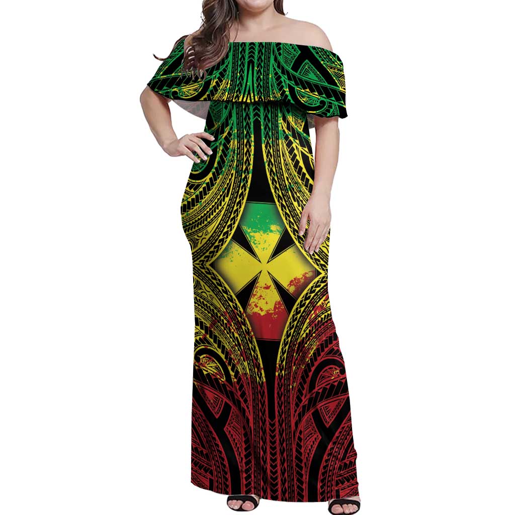 Personalised Wallis and Futuna Territory Day Off Shoulder Maxi Dress Polynesian Pattern Simple Style LT05 Women Reggae - Polynesian Pride