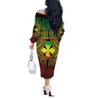 Personalised Wallis and Futuna Territory Day Off The Shoulder Long Sleeve Dress Polynesian Pattern Simple Style