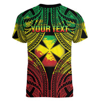 Personalised Wallis and Futuna Territory Day Women V-Neck T-Shirt Polynesian Pattern Simple Style