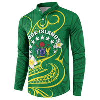 Cook Islands Happy Constitution Day Button Sweatshirt Pattern Tribal Art