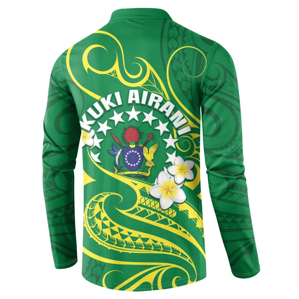 Cook Islands Happy Constitution Day Button Sweatshirt Pattern Tribal Art