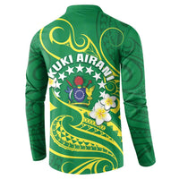 Cook Islands Happy Constitution Day Button Sweatshirt Pattern Tribal Art