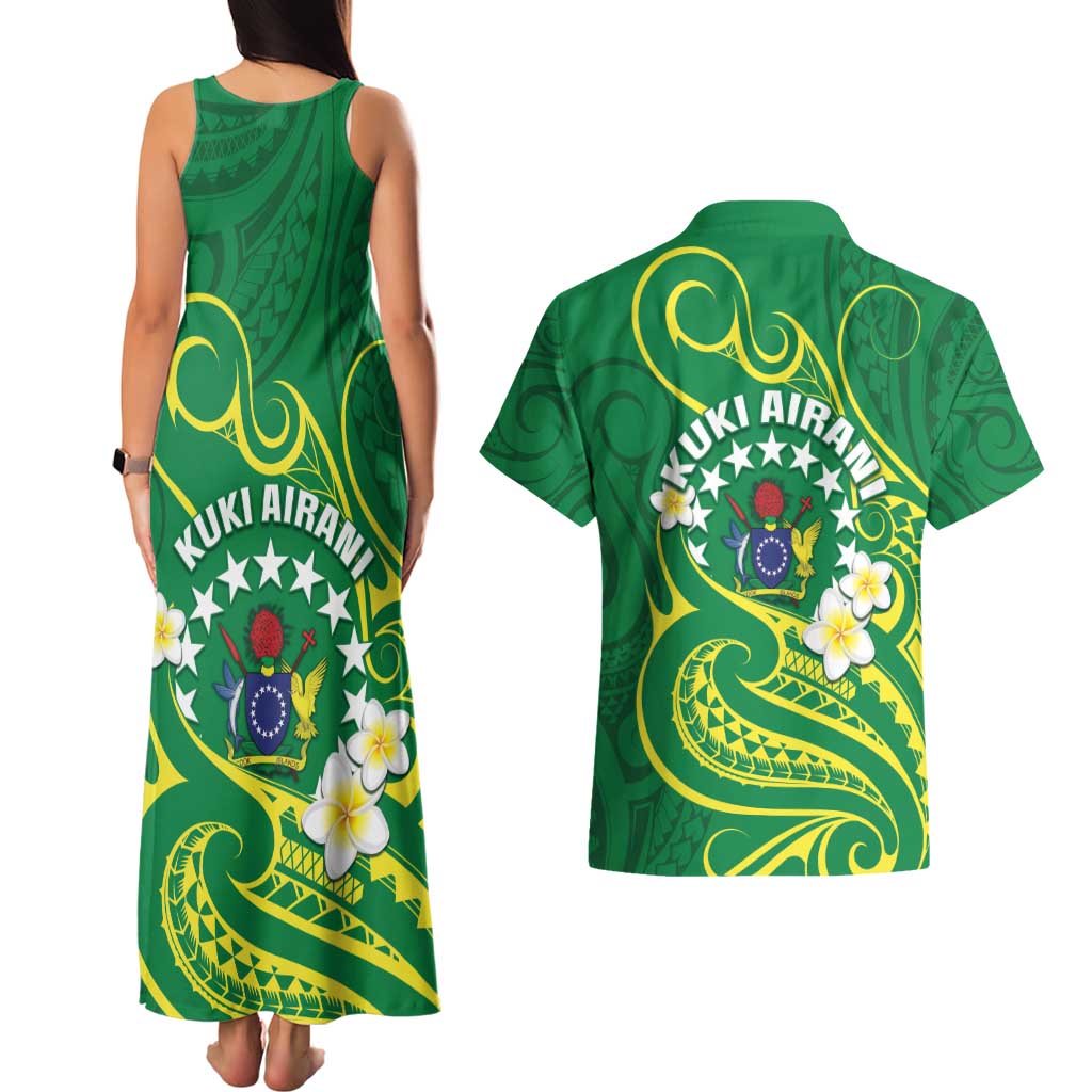 Cook Islands Happy Constitution Day Couples Matching Tank Maxi Dress and Hawaiian Shirt Pattern Tribal Art
