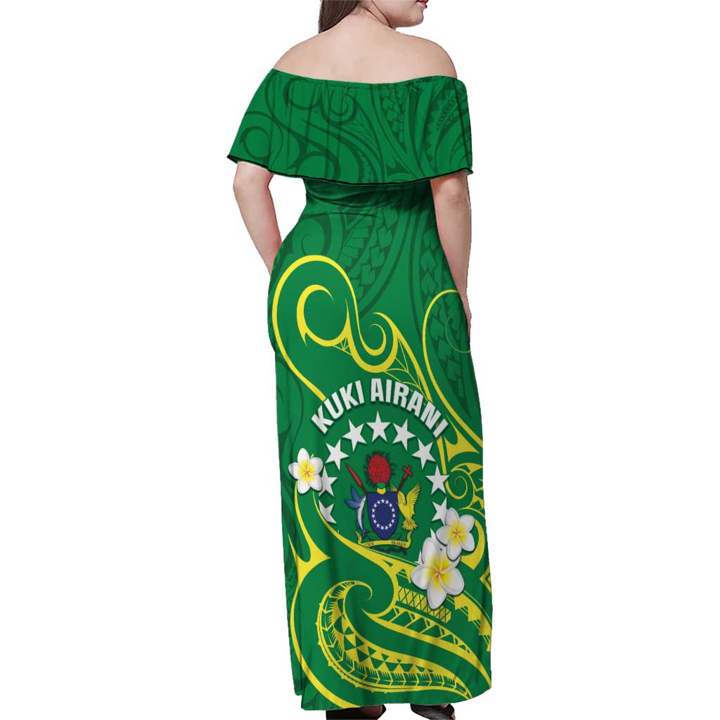 Cook Islands Happy Constitution Day Family Matching Off Shoulder Maxi Dress and Hawaiian Shirt Pattern Tribal Art