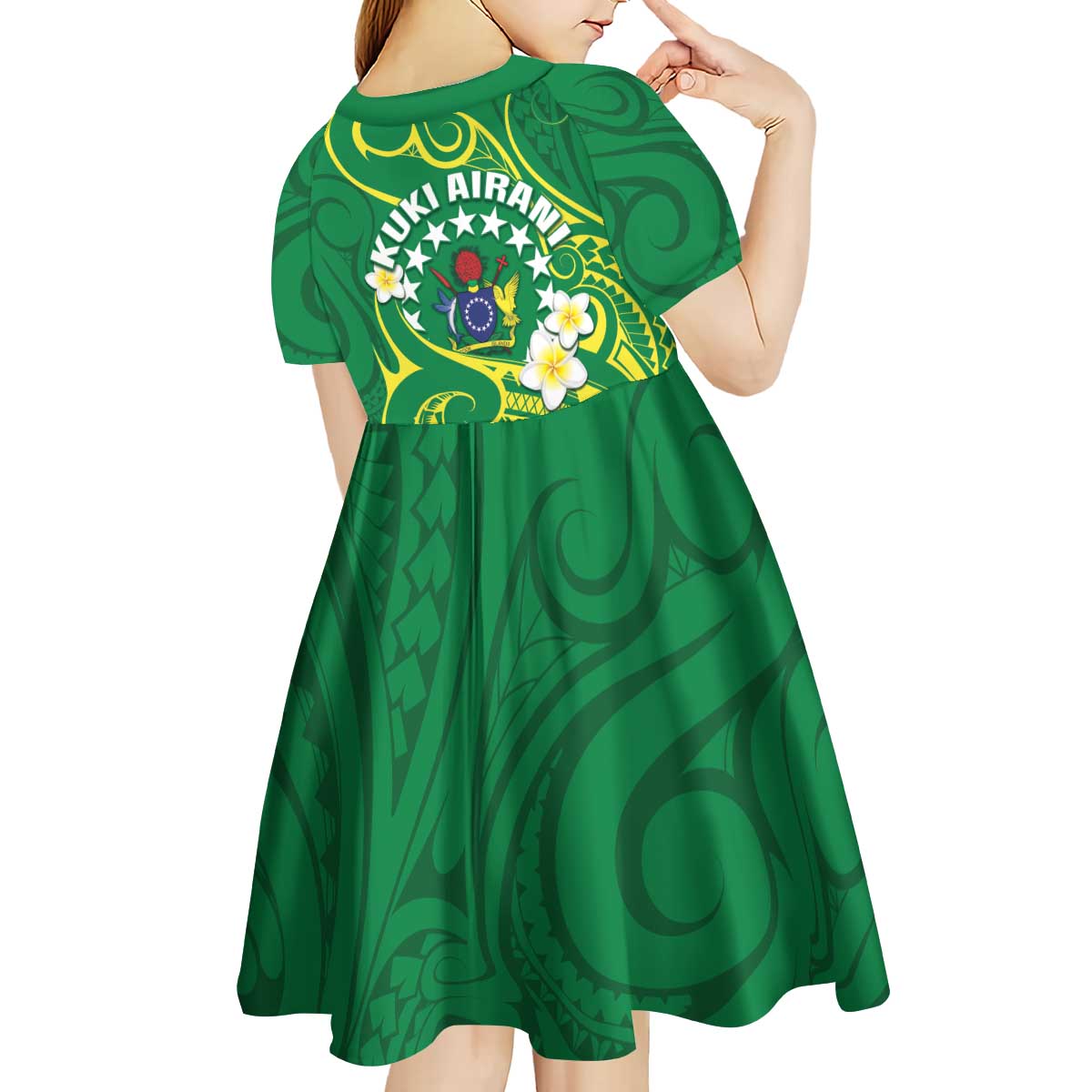 Cook Islands Happy Constitution Day Kid Short Sleeve Dress Pattern Tribal Art