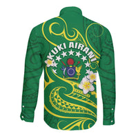 Cook Islands Happy Constitution Day Long Sleeve Button Shirt Pattern Tribal Art
