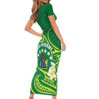 Cook Islands Happy Constitution Day Short Sleeve Bodycon Dress Pattern Tribal Art LT05 - Polynesian Pride