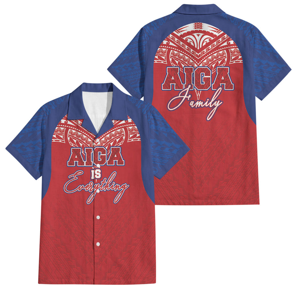 Aiga Samoa Family Matching Off Shoulder Short Dress and Hawaiian Shirt Aiga Is Everything LT05 Dad's Shirt - Short Sleeve Red - Polynesian Pride