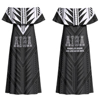 Samoa Aiga Couples Matching Off Shoulder Maxi Dress and Hawaiian Shirt Samoan Tribal Pattern LT05 - Polynesian Pride