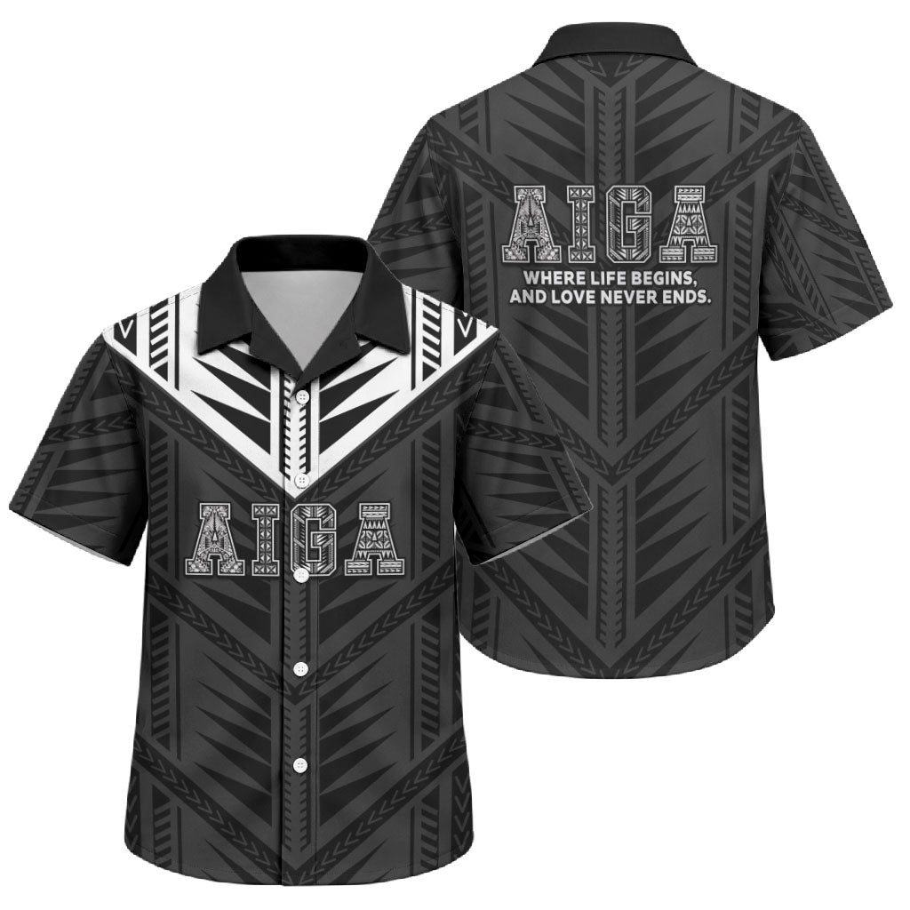 Samoa Aiga Family Matching Mermaid Dress and Hawaiian Shirt Samoan Tribal Pattern LT05 Son's Shirt Black - Polynesian Pride