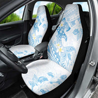 Polynesia Hammerhead Shark Car Seat Cover Tropical Flowers Tribal Pattern Blue