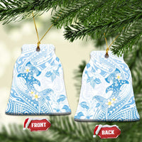 Polynesia Hammerhead Shark Ceramic Ornament Tropical Flowers Tribal Pattern Blue