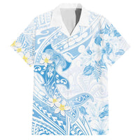 Polynesia Hammerhead Shark Family Matching Long Sleeve Bodycon Dress and Hawaiian Shirt Tropical Flowers Tribal Pattern Blue LT05 Dad's Shirt - Short Sleeve Blue - Polynesian Pride