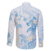 Polynesia Hammerhead Shark Family Matching Off Shoulder Short Dress and Hawaiian Shirt Tropical Flowers Tribal Pattern Blue LT05 - Polynesian Pride