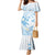 Polynesia Hammerhead Shark Mermaid Dress Tropical Flowers Tribal Pattern Blue
