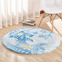 Polynesia Hammerhead Shark Round Carpet Tropical Flowers Tribal Pattern Blue LT05 - Polynesian Pride