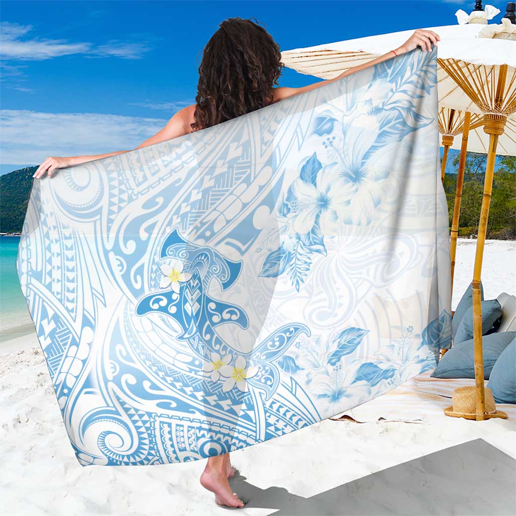 Polynesia Hammerhead Shark Sarong Tropical Flowers Tribal Pattern Blue LT05 One Size 44 x 66 inches Blue - Polynesian Pride