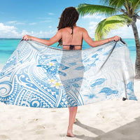 Polynesia Hammerhead Shark Sarong Tropical Flowers Tribal Pattern Blue