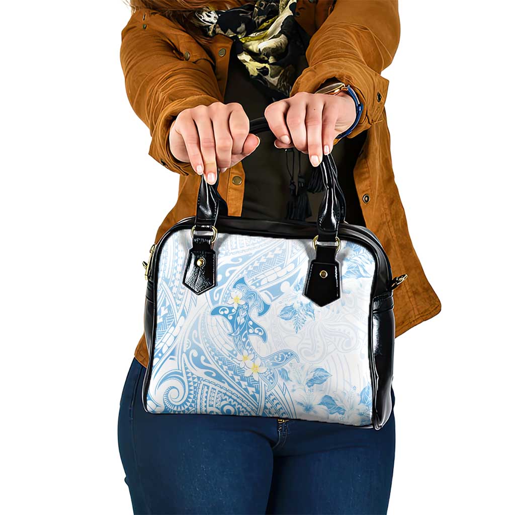 Polynesia Hammerhead Shark Shoulder Handbag Tropical Flowers Tribal Pattern Blue LT05 One Size Blue - Polynesian Pride