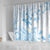 Polynesia Hammerhead Shark Shower Curtain Tropical Flowers Tribal Pattern Blue