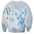Polynesia Hammerhead Shark Sweatshirt Tropical Flowers Tribal Pattern Blue