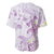 Polynesia Hammerhead Shark Baseball Jersey Tropical Flowers Tribal Pattern Lavender