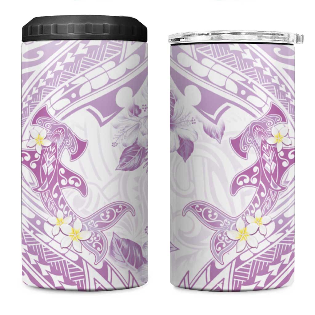 Polynesia Hammerhead Shark 4 in 1 Can Cooler Tumbler Tropical Flowers Tribal Pattern Lavender LT05 One Size: 16 oz Purple - Polynesian Pride