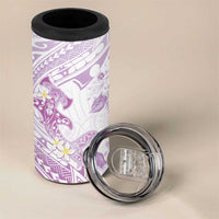 Polynesia Hammerhead Shark 4 in 1 Can Cooler Tumbler Tropical Flowers Tribal Pattern Lavender