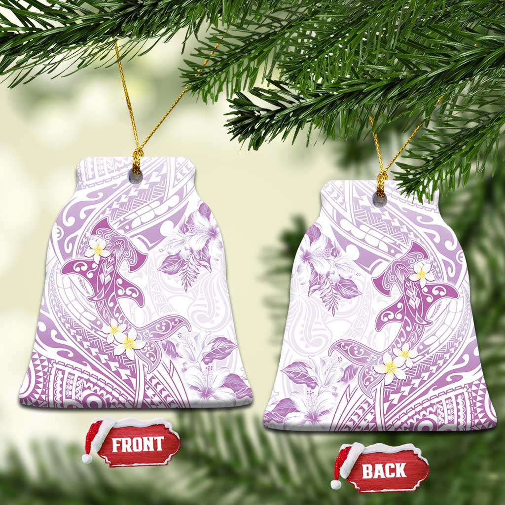 Polynesia Hammerhead Shark Ceramic Ornament Tropical Flowers Tribal Pattern Lavender