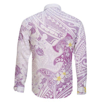 Polynesia Hammerhead Shark Family Matching Off Shoulder Maxi Dress and Hawaiian Shirt Tropical Flowers Tribal Pattern Lavender