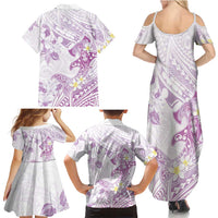 Polynesia Hammerhead Shark Family Matching Summer Maxi Dress and Hawaiian Shirt Tropical Flowers Tribal Pattern Lavender LT05 - Polynesian Pride