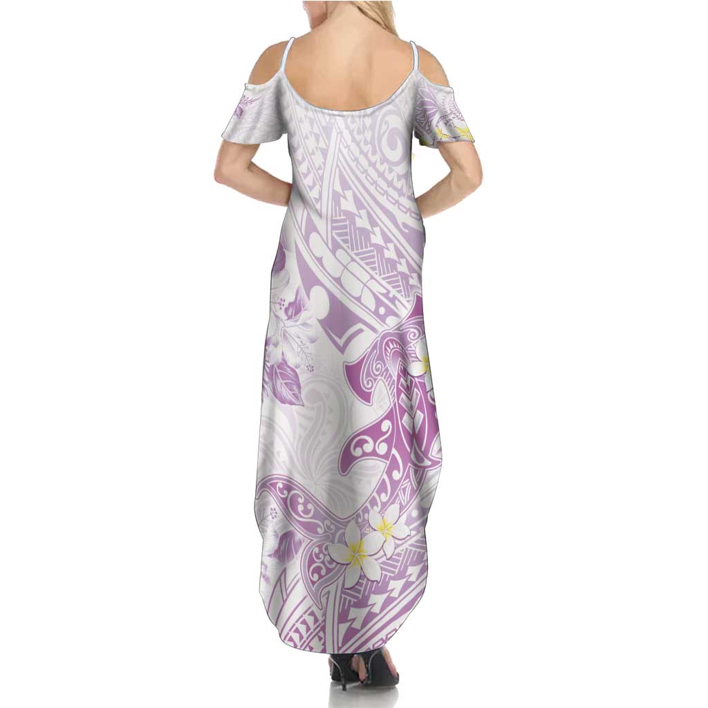 Polynesia Hammerhead Shark Family Matching Summer Maxi Dress and Hawaiian Shirt Tropical Flowers Tribal Pattern Lavender LT05 - Polynesian Pride